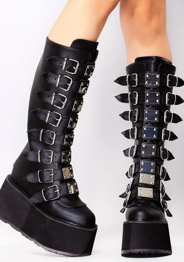 Demonia - Damned-318 9 - Black Vegan Leather