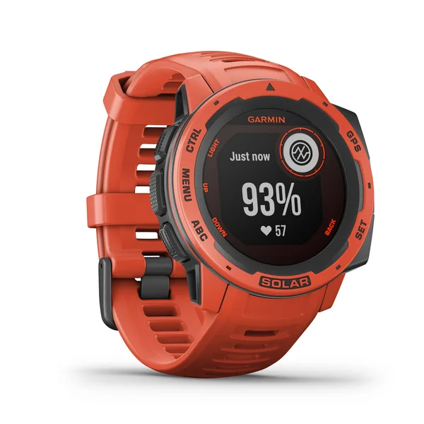 Garmin Instinct Solar Premium GPS Smartwatch with Included Wearable4U Ultimate Black Earbuds with Charging Power Bank Case Bundl
