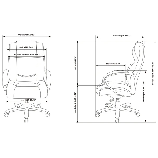 Lorell Big and Tall Leather Chair with UltraCoil Comfort (Black)