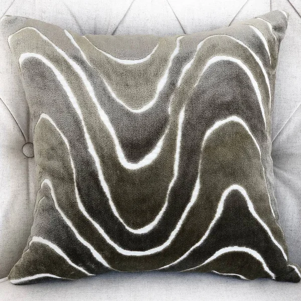 Plutus PBRAZ397-2424-DP Sensous Waves Taupe Ivory Greige Handmade Luxury Pillow 24 x 24 in.