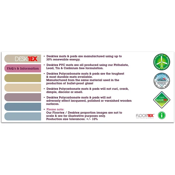 Desktex Polycarbonate Anti-Slip Desk Mat Rectangular Shaped (20x22 x 36x22)