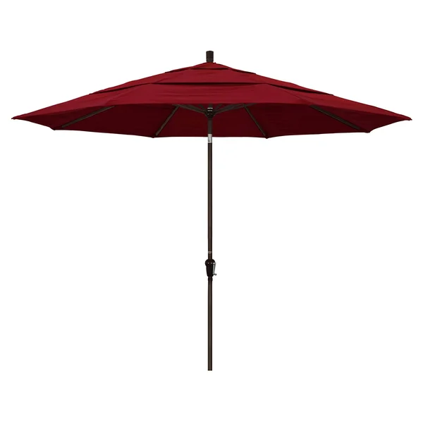California Umbrella 11 ft. Aluminum Auto Tilt Olefin Patio Umbrella, Red