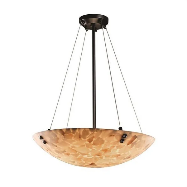 Justice Design Group-18x22 Pendant Bowl w/ Pair Square Finials-ALR-9661-35-DBRZ-F2