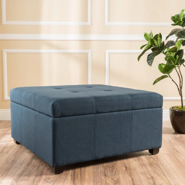 Christopher Knight Home Carlsbad Fabric Storage Ottoman, Dark Blue