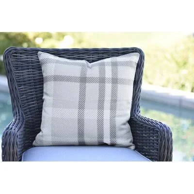 Banh Indoor/Outdoor Throw Pillow Brayden Studio Color: Tartan Charcoal - Size: 18x22H x 18x22W