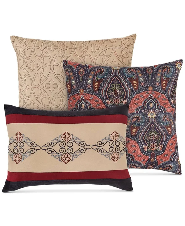 Hallmart Collectibles Farrah 7-Piece Paisley King Comforter Set with Burgundy and Black Color Palette, Red/Black