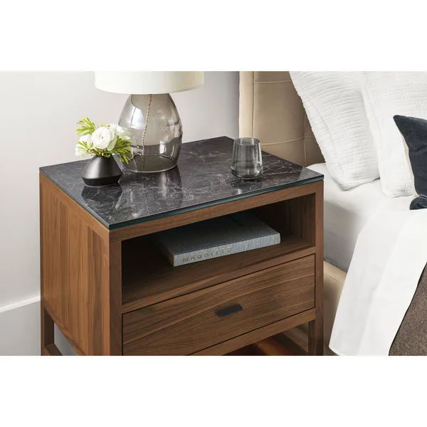 Room & Board, Modern Berkeley One-Drawer Nightstand Made from Cherry Wood, Natural Steel Pulls