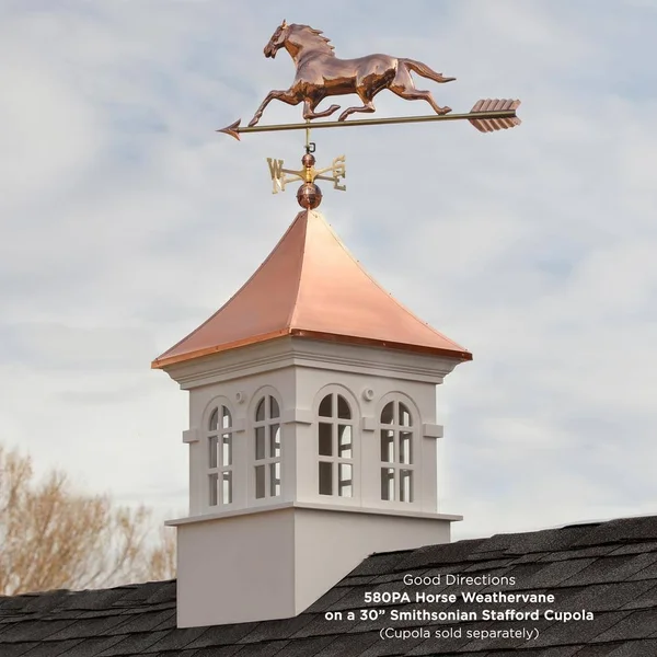 Good Directions Horse Weathervane with Arrow - Polished Copper