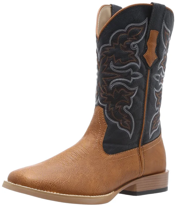 Roper Square Toe Faux Leather Western Boots - Mens, Brown