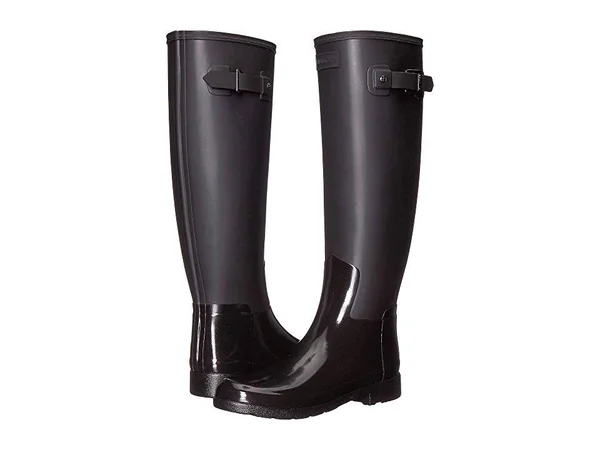 Hunter Refined Tall Gloss Duo (Black) Women's Rain Boots