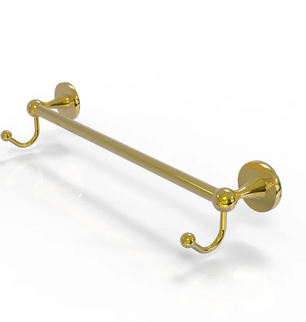 Allied Brass Shadwell Collection 24-Inch Solid Brass Towel Bar With Integrated Hooks - Clear