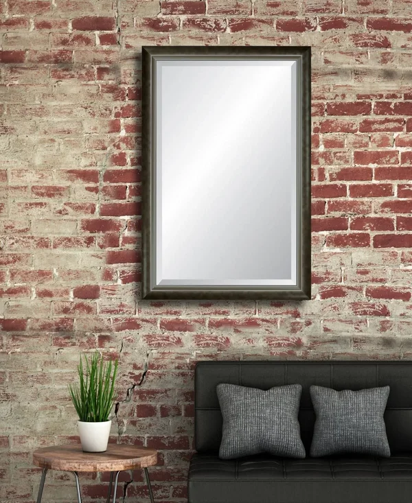 Modern Smoked 26.25x22 x 39.75x22 Rectangular Wall Mirror in Pewter