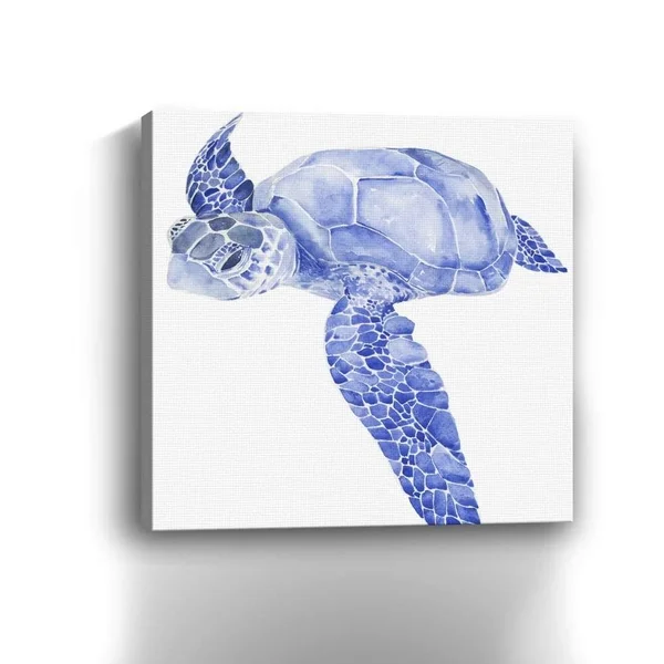 Ultramarine Sea Turtle I Canvas Giclee Blue 3&4x22 x 3&4x22, Polyester