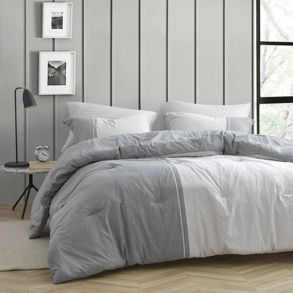Half Moon Yarn Dyed Comforter by Byourbed Dark Gray, White, Size: King