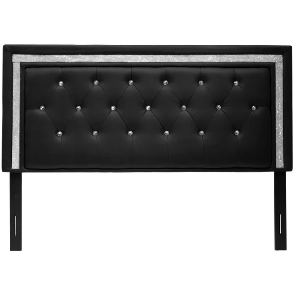 Best Master Furniture Tufted Vinyl Upholstered Headboard Black, Size: Queen