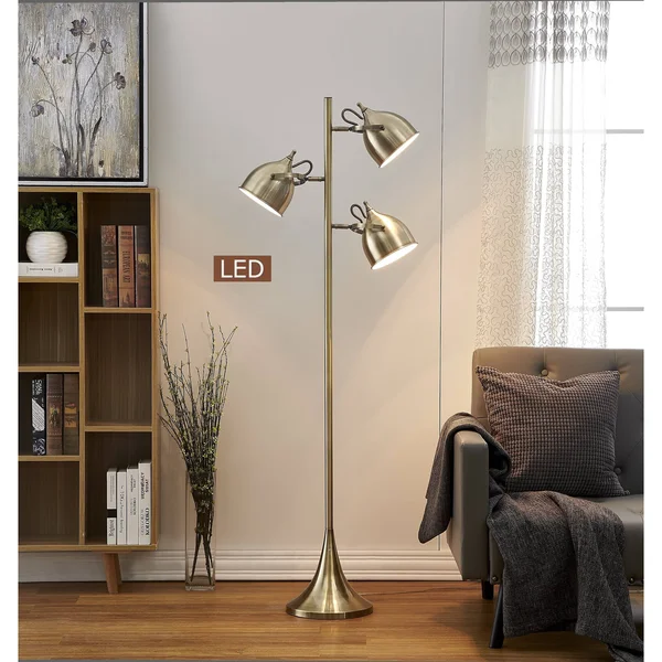Artiva USA Caprice 64 in. Antique Satin Brass LED Tree Floor Lamp