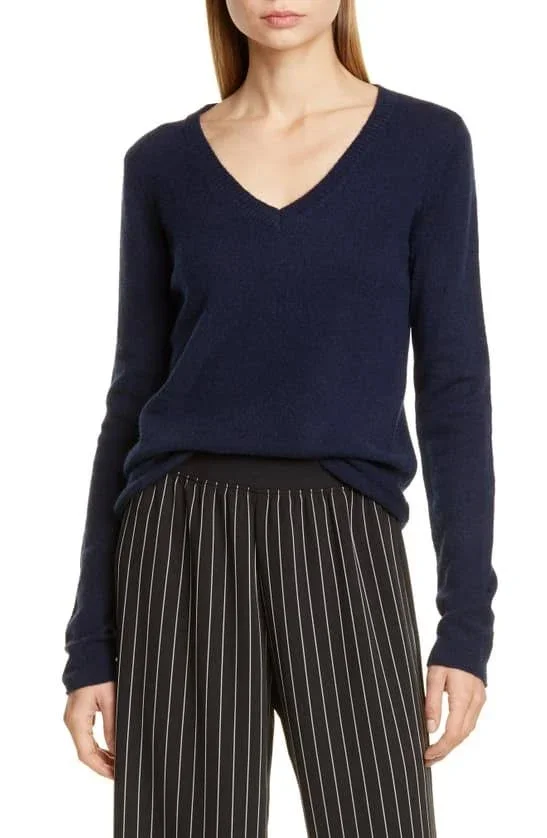 ATM Anthony Thomas Melillo Cashmere V-Neck Sweater Midnight