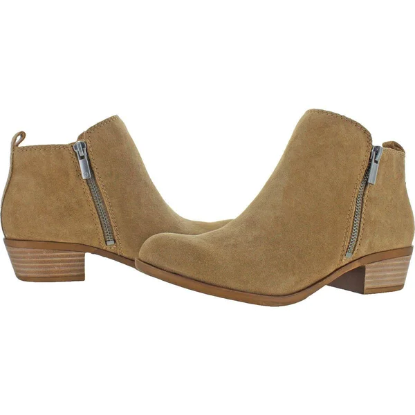 Lucky Brand Basel Womens Solid Booties Ankle Boots - Sesame Oiled Suede