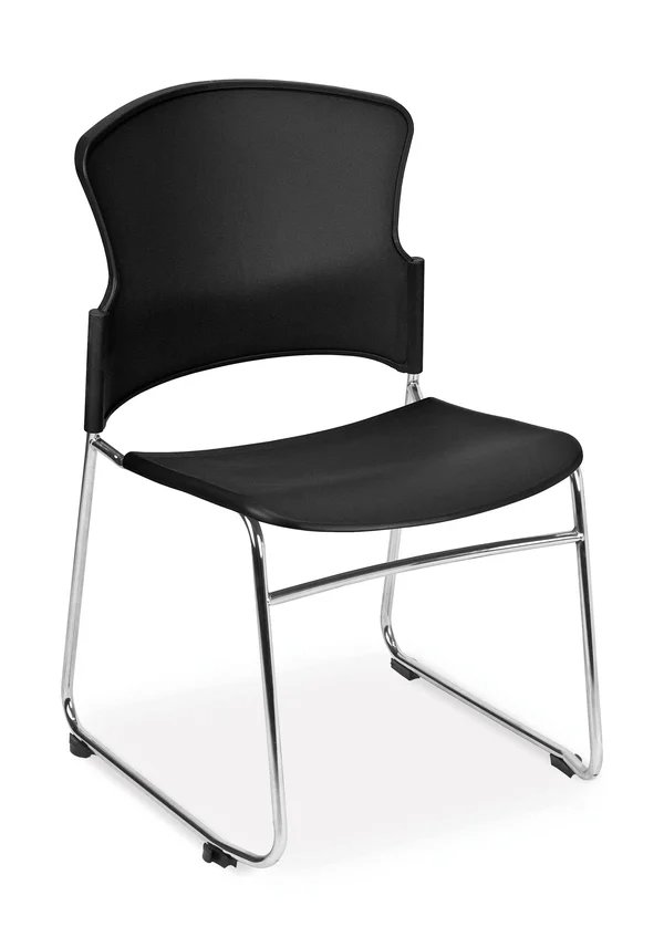 OFM Multi-Use Stack Chair with Plastic SEAT, BACK, Black