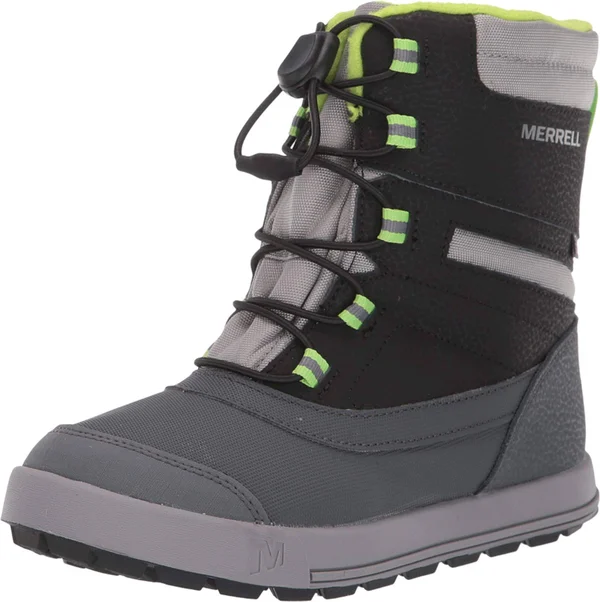 Merrell Kid's Snow Drift Waterproof Boot, Size: 13, Black/Grey/Green