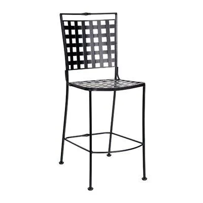 Sheffield 33'' Patio Bar Stool with Cushion Woodard Cushion Color: Spectrum Dove - Frame Color: Weathered White