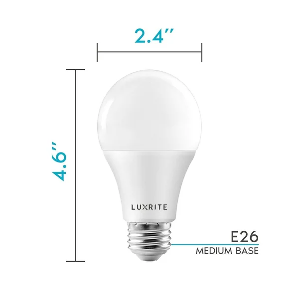 Luxrite A19 LED Light Bulbs 100 Watt Equivalent Dimmable, 2700K Soft White, 1600 Lumens, Enclosed Fixture Rated, 15W, Energy Sta