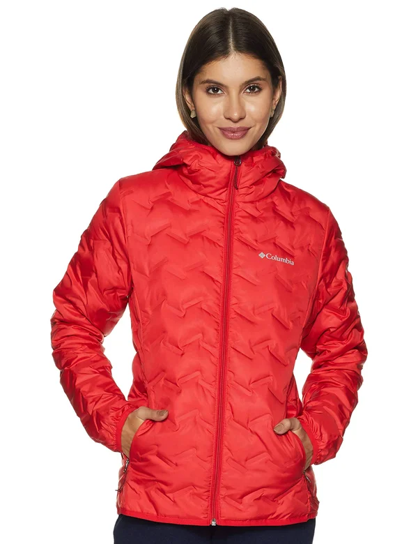 Columbia Delta Ridge Down Hooded Jacket Xs, Red Lily