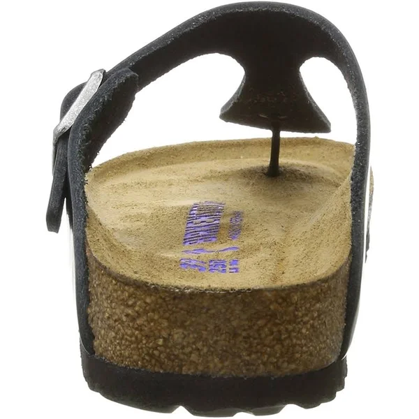 Birkenstock Gizeh Natural Leather Metallic Anthracite Thong Sandals