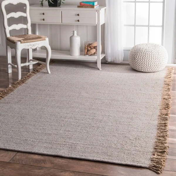 nuLOOM Solid Tassel Amalia Dark Gray 5 ft. x 8 ft. Indoor Area Rug
