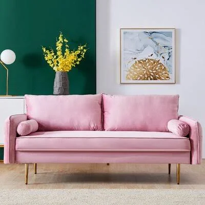 Sarabia 71x22 Velvet Charles of London Loveseat Mercer41 Fabric: Pink Velvet