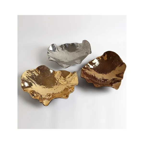 Global Views Wave Platter Crackle - Gold