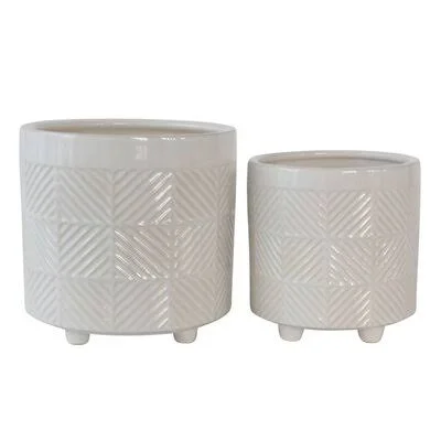 Fortenberry 2-Piece Ceramic Pot Planter Set Mercury Row Color: Glossy White